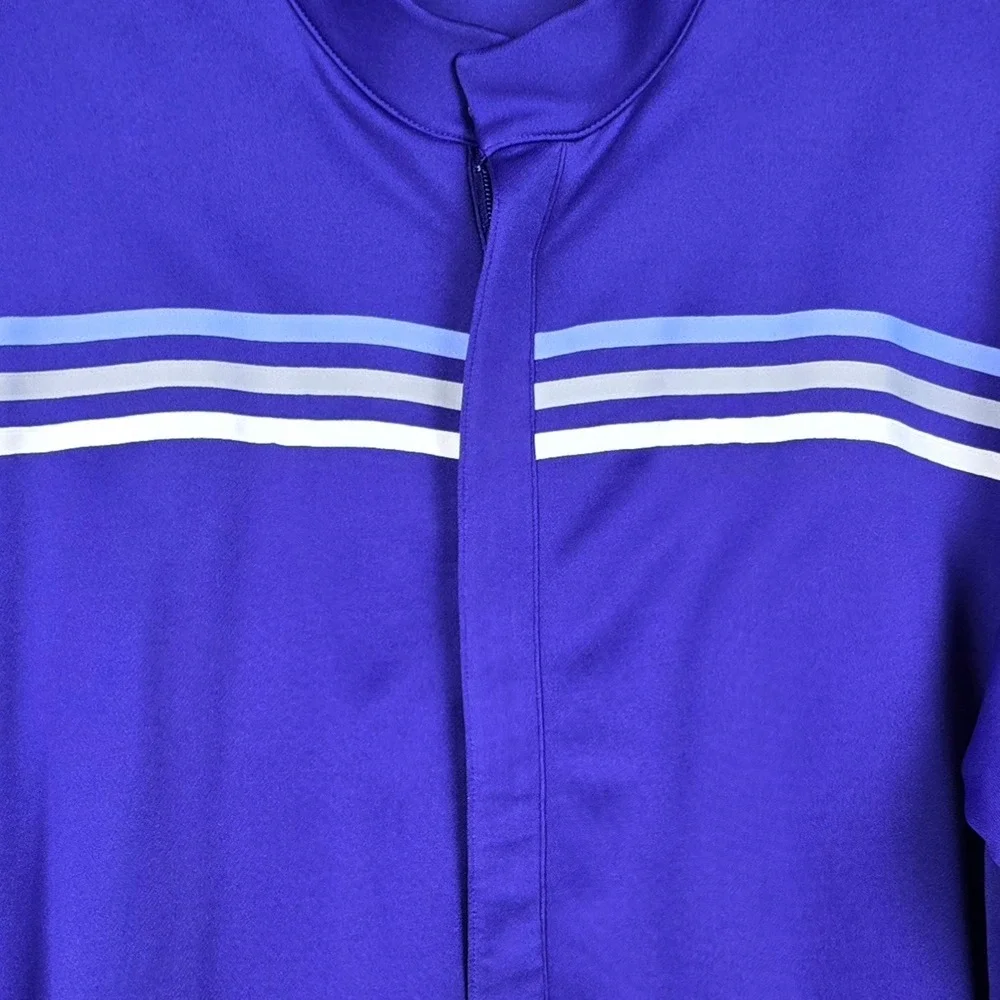 Adidas Golf Climalite Mens 2XL Purple Striped Full Zip‎ Pullover Jacket NG Logo